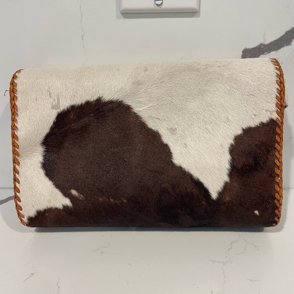 Cowhide Leather Clutch with Brown Accents - Picture 3 of 12